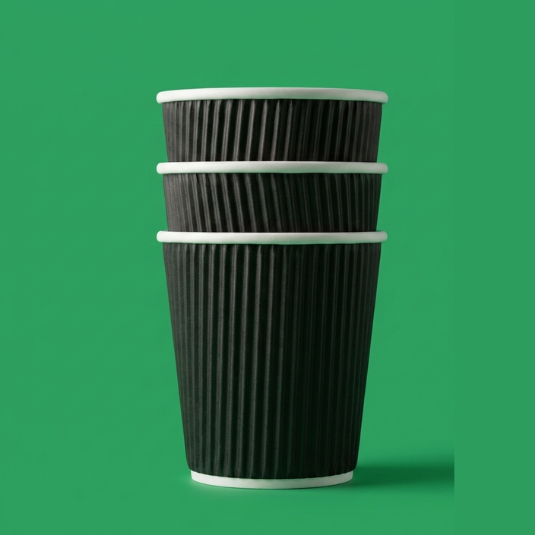 8oz Black Ripple Coffee Cups (2)