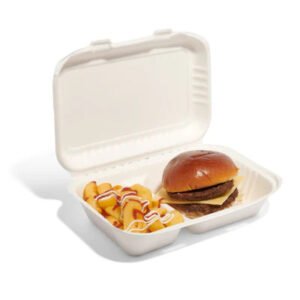 9 x6 Bagasse2CompartmentLunchBox dressed 400x