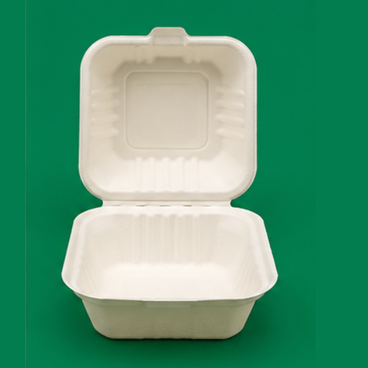 Bagasse Burger Boxes 5×5″ (2)