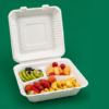 Bagasse Burger Meal Boxes 9×9″ 3 Comp