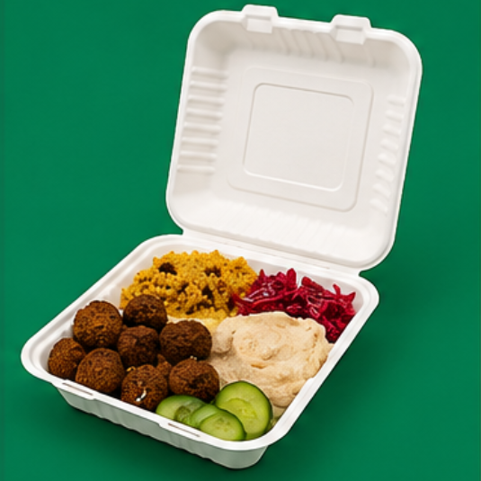 Bagasse Burger Meal Boxes 9×9″
