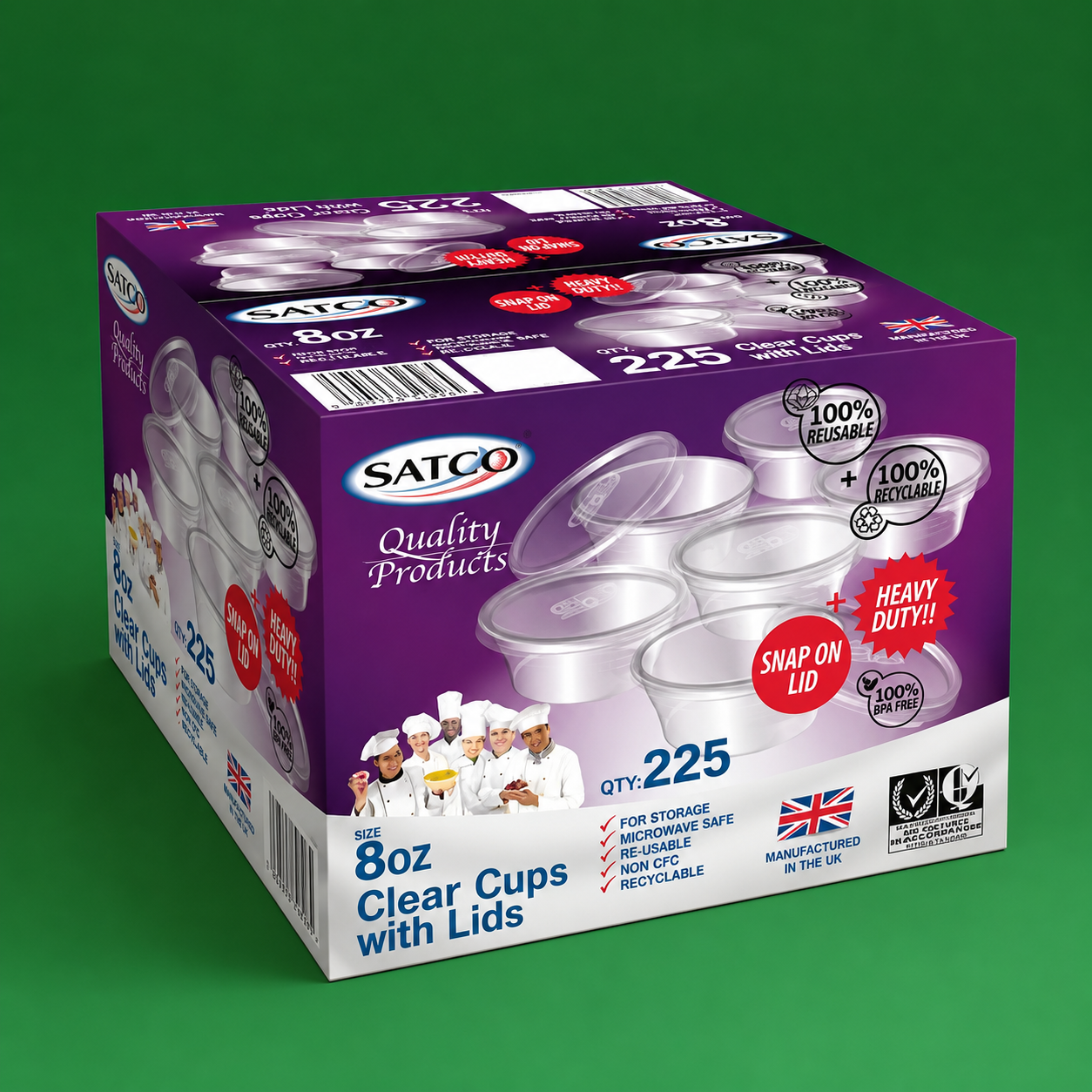 Satco 8oz Round Containers + Lids