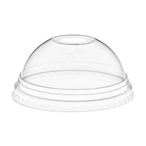 Clear Dome Lid with Cross Hole for Smoothie Cup RPET 98mm