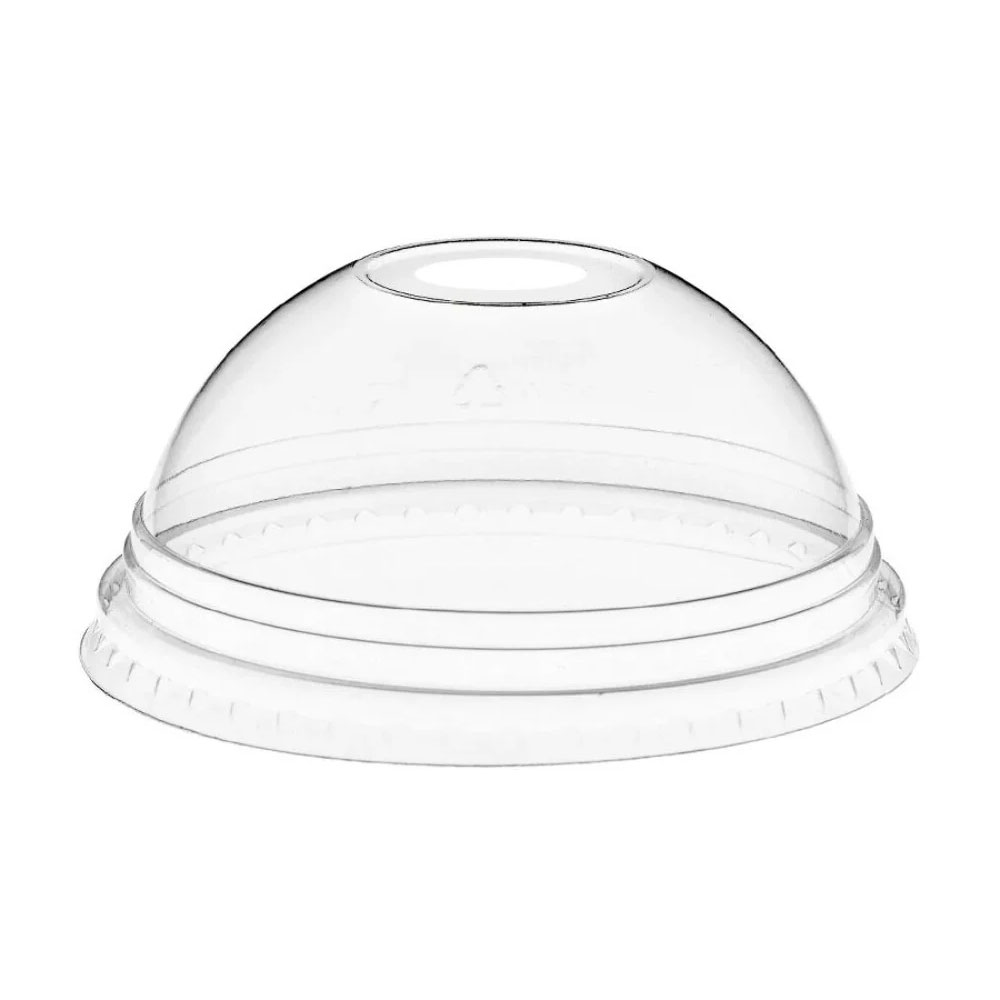 Clear Dome Lid with Cross Hole for Smoothie Cup RPET 98mm