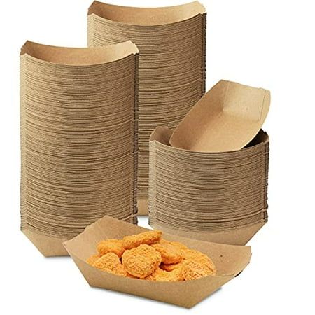 Fit Meal Prep 1000 Pack 0 5 lb Paper Food Boats Heavy Duty Disposable Trays Kraft Brown For Parties Fairs Picnics Carnivals Holds Ketchup Cheese Sauce Pickles Grease Resistant