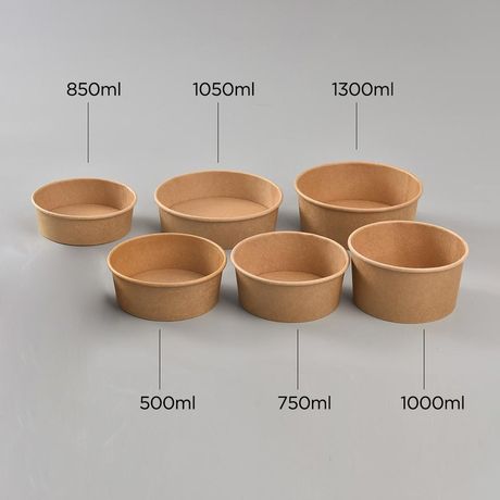 Kraft Paper Salad Bowl in Stock Buy Kraft paper bowl disposable salad bowls Salad Paper Bowl Product on Food Packaging Shanghai SUNKEA Packaging Co  Ltd 
