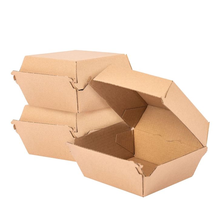 Orange packaging Burger Boxes Takeaway 200 Pieces 10x10x8 cm Cardboard Food Boxes Kraft Burger Box Recyclable Takeaway Boxes for Catering Businesses Cafes Bakeries Disposable Food Containers