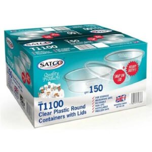 Satco Round Microwave Containers Lids T1100 a pack of 150 3795  35340