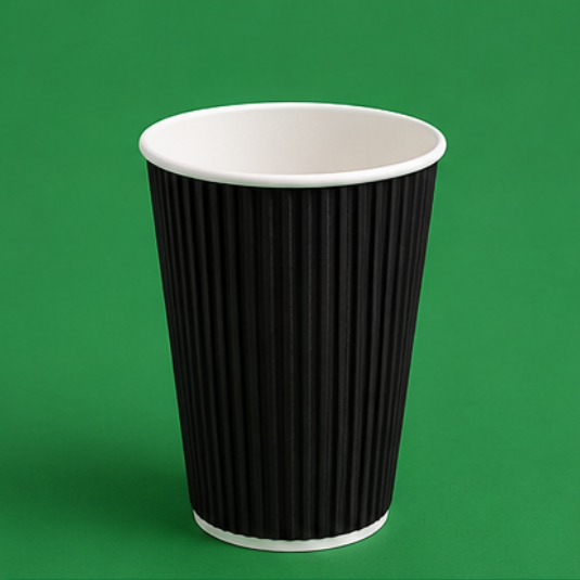12oz Black Ripple Coffee Cups