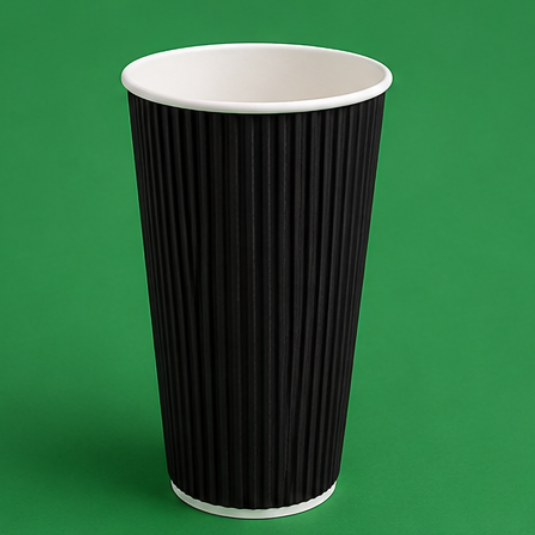 16oz Black Ripple Coffee Cups