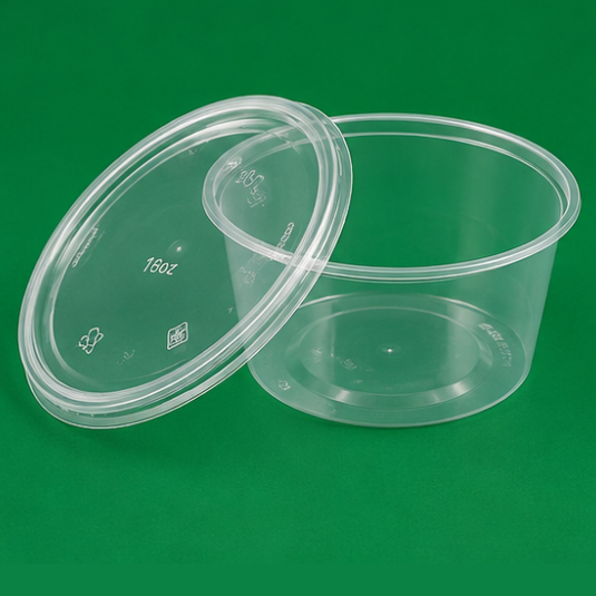 16oz Plastic Round Containers & Lids (1)