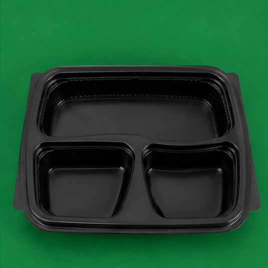 Black Base Containers 3 Compartment