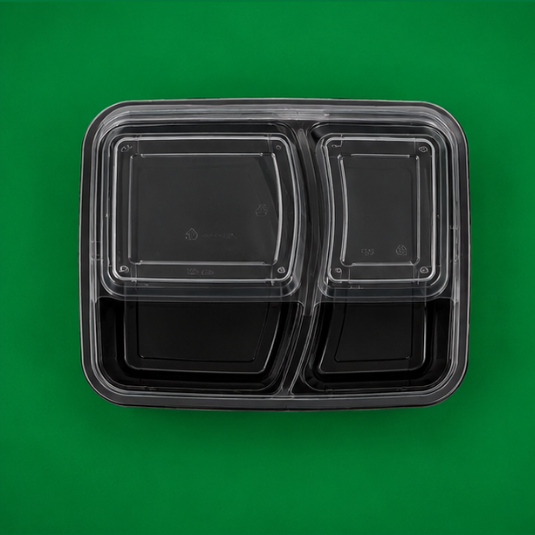 HD 2 Comp. Black Containers & LIDS (3)