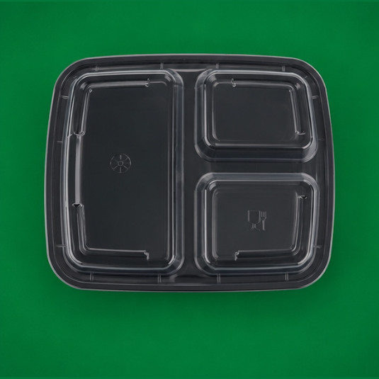 HD 3 Comp. Black Containers & LIDS (3)
