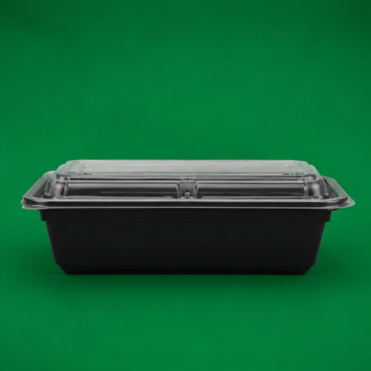 Rect. 38oz Black Base Containers (4)